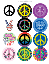 PEACE SIGN STICKERS SPECIAL: 12 Assorted peace Sign Designs