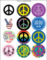 PEACE SIGN STICKERS SPECIAL: 12 Assorted Designs (A)