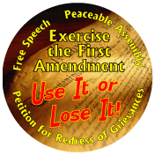 Exercise the First Amendment - Use It or Lose It - POLITICAL BUTTON