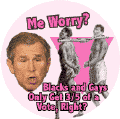 Me Worry? Blacks and Gays Only Get Three-Fifths Vote, Right?--Gay Pride Rainbow Shop BUMPER STICKERS