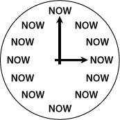 clock with NOW at all times SPIRITUAL BUTTON
