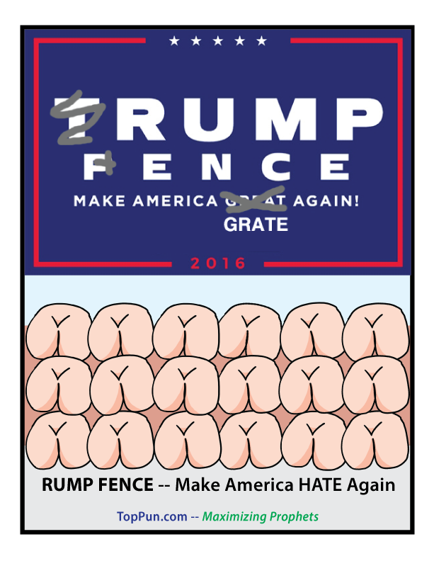 Anti-Donald TRUMP PENCE Poster RUMP FENCE Make America Grate Again HATE Again