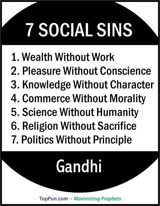 Gandhi Quote: Seven Social Sins FREE POSTER