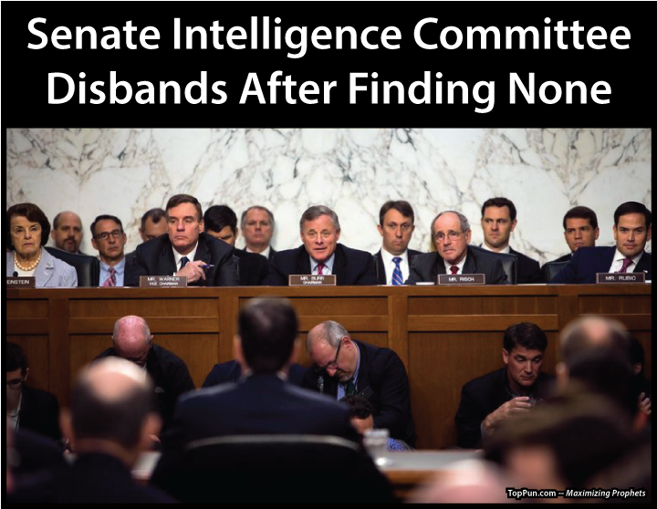 FREE POLITICAL POSTER: Senate Intelligence Committee Disbands After Finding None