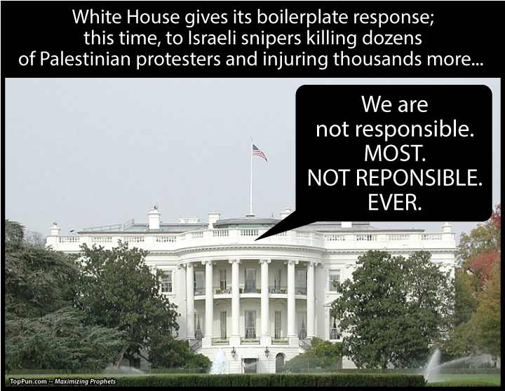 FREE POLITICAL POSTER: White House gives its boilerplate response - We are NOT responsible. MOST. NOT RESPONSIBLE. EVER.