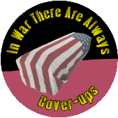 In War There Are Always Cover-ups (Flag-Draped Coffin) ANTI-WAR BUMPER STICKER