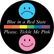 Blue in a Red State - Please, Tickle Me Pink [smiley faces] GAY CAP