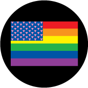 Gay Pride Flag - Pink Triangle Stars GAY BUTTON