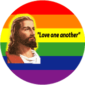 Love One Another - Jesus GAY PRIDE BUTTON
