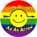 I'm As Straight As An Arrow (bent) (Smiley Face) FUNNY GAY PRIDE STICKERS