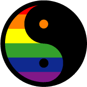 Yin Yang Symbol - Rainbow GAY PRIDE BUTTON