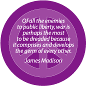 ANTI-WAR QUOTE: War Dreaded Enemy of Public Liberty--PEACE SIGN KEY CHAIN