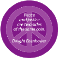 PEACE QUOTE: Peace Justice Two Sides Same Coin--PEACE SIGN KEY CHAIN