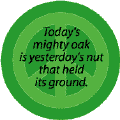 Today's Mighty Oak is Yesterday's Nut that Held Its Ground--FUNNY PEACE QUOTE BUTTON