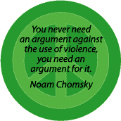 Never Need Argument Against Violence--PEACE QUOTE BUTTON