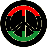 African American Flag Colors PEACE SIGN Black Background--STICKERS