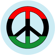 PEACE SIGN: African American Flag Colors Light Blue Background--BUMPER STICKER