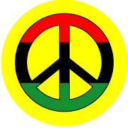 PEACE SIGN: African American Flag Colors Yellow Background--POSTER
