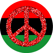 PEACE SIGN: Inferno of Justice African American Flag Colors--T-SHIRT