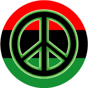 Neon Glow Black PEACE SIGN with Green Border African American Flag Colors--T-SHIRT
