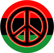 Neon Glow Black PEACE SIGN with Red Border African American Flag Colors--T-SHIRT