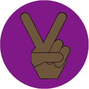 Peace Hand Black on Purple--African American PEACE SIGN BUTTON