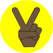 Peace Hand Black on Yellow--African American PEACE SIGN BUTTON