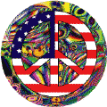 1960's Hippie Peace Flag 5 - American Flag BUTTON