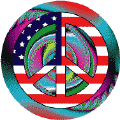 PEACE SIGN: 1960s Hippie Peace Flag 11--BUTTON