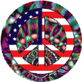 PEACE SIGN: 1960s Hippie Peace Flag 12--BUTTON