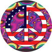 1960s Hippie Peace Flag 4 - American Flag BUTTON