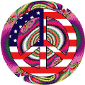 1960s Hippie Peace Flag 7 - American Flag BUTTON