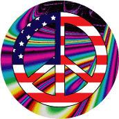 PEACE SIGN: 1960s Hippie Peace Flag 9--BUMPER STICKER