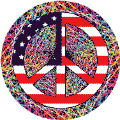 60s Hippie Peace Flag 3 - American Flag BUTTON