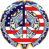 PEACE SIGN: 60s Hippie Peace Flag 4--BUTTON