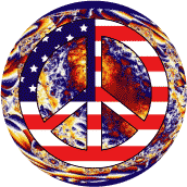 PEACE SIGN: Burning Desire for Peace Flag - Patriotic BUTTON