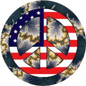 Hippie Art Peace Flag 10 - American Flag KEY CHAIN