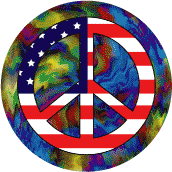 Hippie Art Peace Flag 12 - American Flag BUTTON