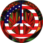 Hippie Art Peace Flag 13 - American Flag BUTTON