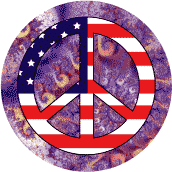 Hippie Art Peace Flag 14 - American Flag BUTTON