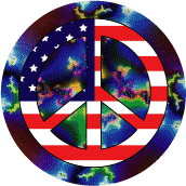 Hippie Art Peace Flag 16 - American Flag BUTTON