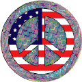 Hippie Art Peace Flag 18 - American Flag BUTTON