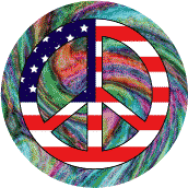 PEACE SIGN: Hippie Art Peace Flag 22--BUTTON
