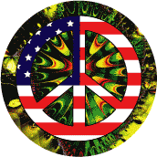 PEACE SIGN: Hippie Art Peace Flag 23--BUTTON