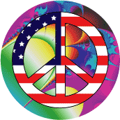 Hippie Art Peace Flag 3--BUTTON