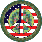 PEACE SIGN: Hippie Chic Peace Flag 5--BUTTON