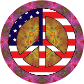 PEACE SIGN: Hippie Chic Peace Flag 6--BUTTON
