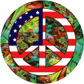 Hippie Commune Peace Flag 2 - American Flag STICKERS