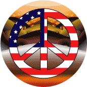 PEACE SIGN: Hippie Commune Peace Flag 3--BUTTON