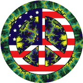 PEACE SIGN: Hippie Fashion Peace Flag 11--BUTTON
